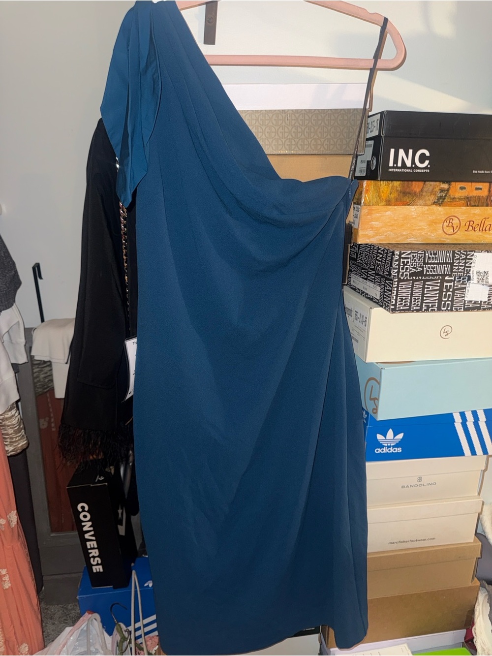RACHEL Rachel Roy One-Shoulder Teal/Blue Dress